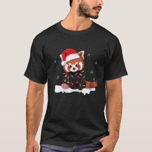 Red Panda Weihnachtslicht Weihnachtsmannmütze Paj T-Shirt
