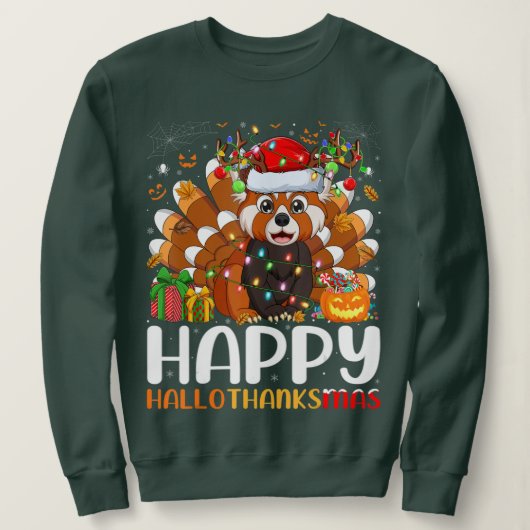 Red Panda Weihnachtslicht Weihnachtsmannmütze Paja Sweatshirt (Design vorne)