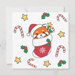 Red Panda Weihnachtsschnee Wintertiere Panda Feiertagskarte