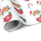 Red Panda Weihnachtsschnee Wintertiere Panda Geschenkpapier (Rolleneckpunkt)