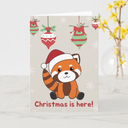 Red Panda Weihnachtsschnee Wintertiere Pandas Car Karte (Gelbe Blume)