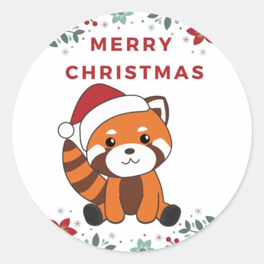 Red Panda Weihnachtsschnee Wintertiere Pandas Cla Runder Aufkleber (Vorderseite)