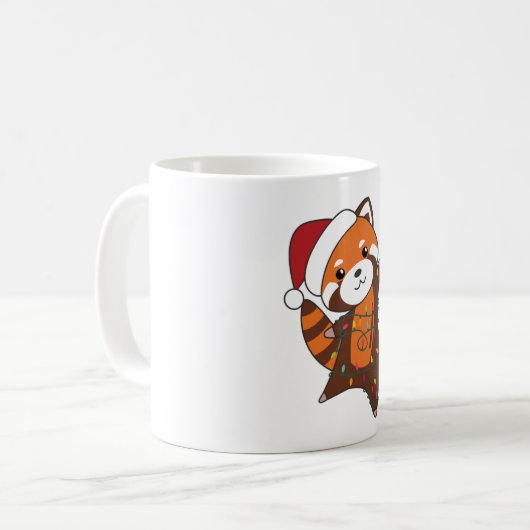 Red Panda Weihnachtsschnee Wintertiere Pandas Kaffeetasse (Vorderseite Links)