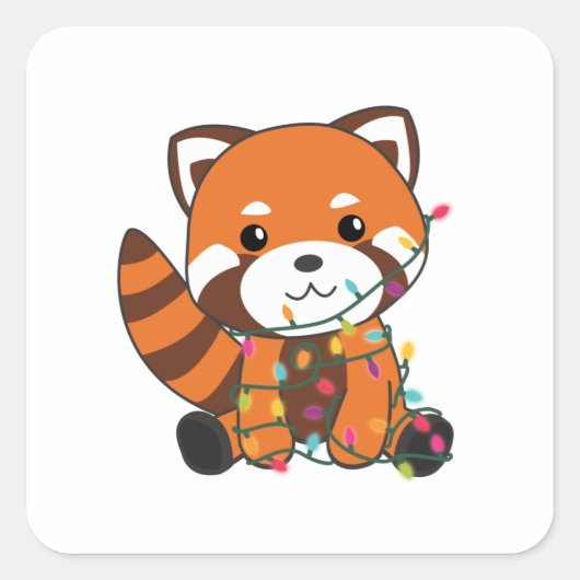 Red Panda Weihnachtsschnee Wintertiere Pandas Quadratischer Aufkleber (Vorderseite)