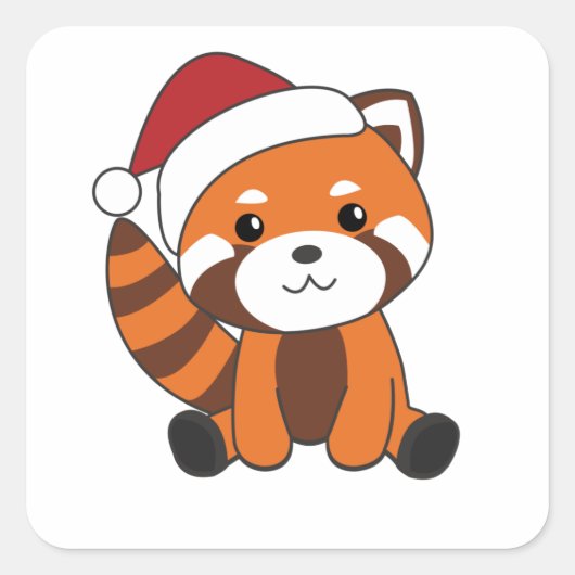 Red Panda Weihnachtsschnee Wintertiere Pandas Quadratischer Aufkleber (Vorderseite)