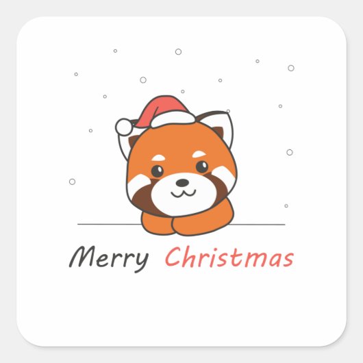 Red Panda Weihnachtsschnee Wintertiere Pandas Quadratischer Aufkleber (Vorderseite)