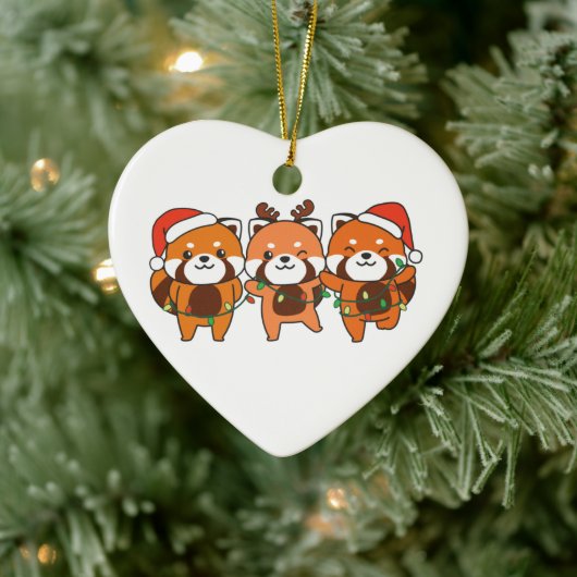 Red Panda Weihnachtstiere Niedlich Red Pandas Cera Keramik Ornament (Baum)