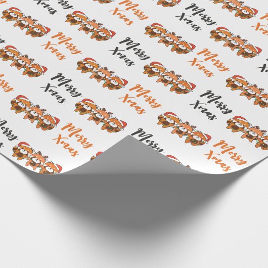 Red Panda Weihnachtstiere Niedlich Red Pandas Wrap Geschenkpapier (Ecke)