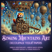 Red Panda Whimsical Steampunk Adventure Decoupage Seidenpapier