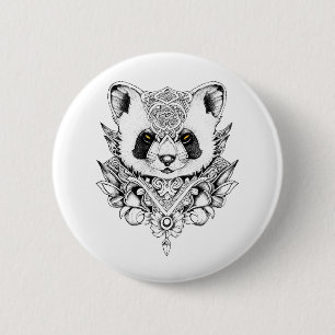 Red Panda Wild Animal Nature Illustration Art Tatt Button