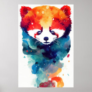 Red Panda Wild Nature Animal Color Malerei Poster