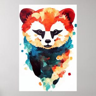 Red Panda Wild Nature Animal Color Malerei Poster