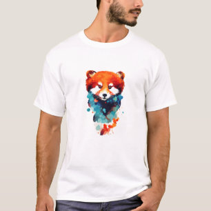 Red Panda Wild Nature Animal Colors Art T-Shirt