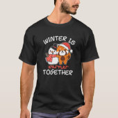 Red Panda Winter ist wärmer zusammen Schneemann Sc T-Shirt (Vorderseite)