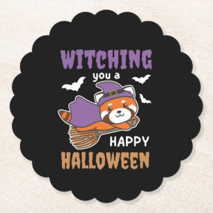 Red Panda Witch Witching You A Happy Halloween Untersetzer