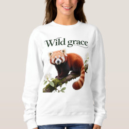 Red Panda with Rhododendron Flowers Art Print Sweatshirt