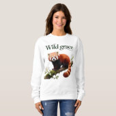 Red Panda with Rhododendron Flowers Art Print Sweatshirt (Vorne ganz)