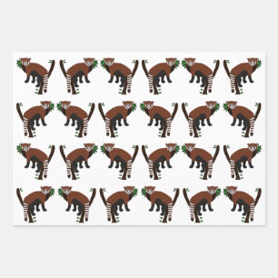 Red Panda Wrapping Paper Sheets Geschenkpapier Set