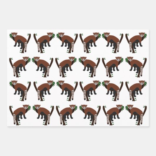 Red Panda Wrapping Paper Sheets Geschenkpapier Set (Vorderseite)