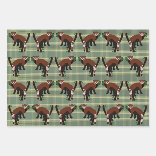 Red Panda Wrapping Paper Sheets Geschenkpapier Set (Vorderseite)