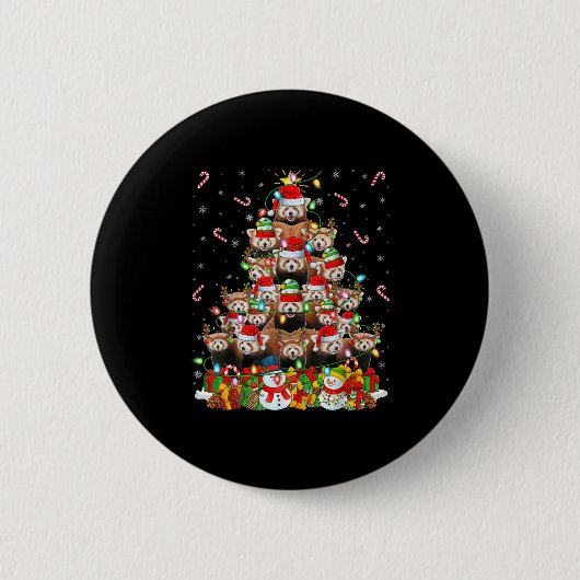 Red Panda Xmas Lighting Tree Santa Red Panda Chris Button (Vorderseite)