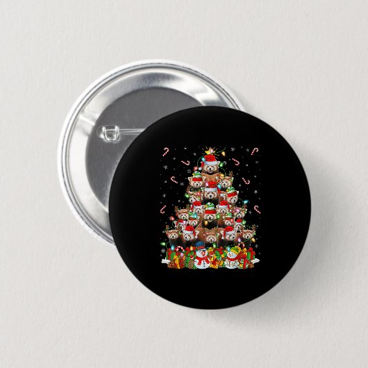 Red Panda Xmas Lighting Tree Santa Red Panda Chris Button (Vorne & Hinten)