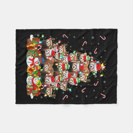 Red Panda Xmas Lighting Tree Santa Red Panda Chris Fleecedecke (Vorderseite (Horizontal))