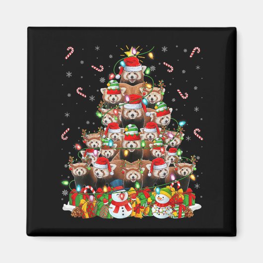 Red Panda Xmas Lighting Tree Santa Red Panda Chris Magnet (Vorne)