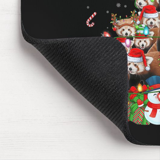 Red Panda Xmas Lighting Tree Santa Red Panda Chris Mousepad (Ecke)