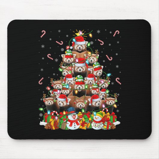 Red Panda Xmas Lighting Tree Santa Red Panda Chris Mousepad (Vorne)