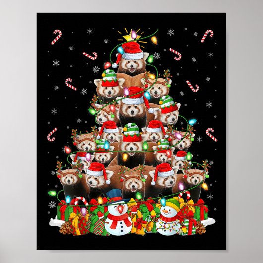 Red Panda Xmas Lighting Tree Santa Red Panda Chris Poster (Vorne)