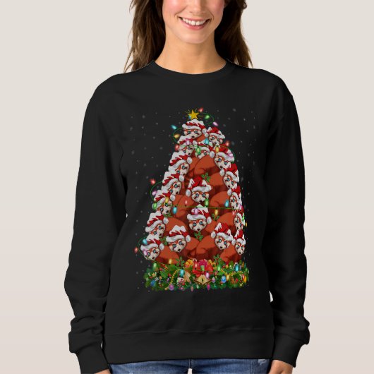 Red Panda   Xmas Lights Santa Red Panda Christmas  Sweatshirt (Vorderseite)