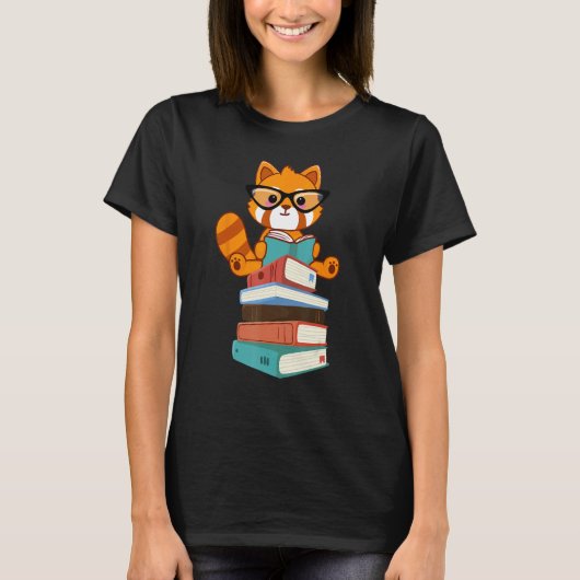 Red Pandas Book Bookworm Cute Red Panda Reader T-Shirt (Vorderseite)