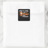 Red Pandas Girl Liebe Red Panda Kawaii Niedlicher  Quadratischer Aufkleber (Tasche)