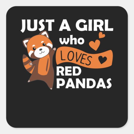 Red Pandas Girl Liebe Red Panda Kawaii Niedlicher Quadratischer Aufkleber (Vorderseite)
