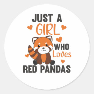 Red Pandas Girl Liebe Red Panda Kawaii Niedlicher  Runder Aufkleber
