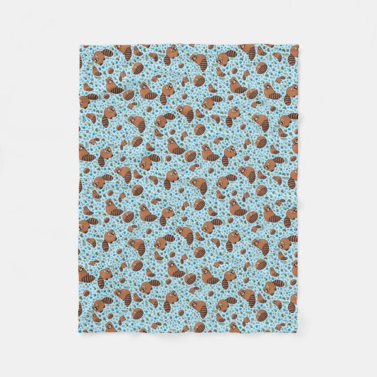 Red Pandas in Blue Fleecedecke (Vorderseite)