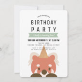 Red Pandas Simple Mint Green Geburtstag Einladung (Vorderseite)