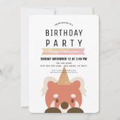 Red Pandas Simple Pink Girl Geburtstag Einladung (Vorderseite)