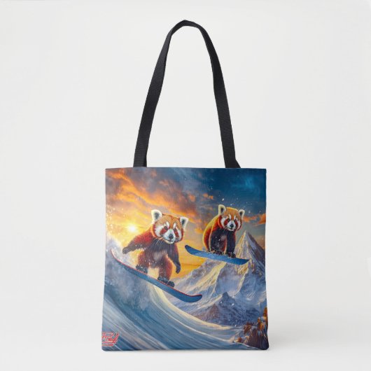 Red Pandas Snowboarden Design von Rich AMeN Gill Tasche (Vorderseite)