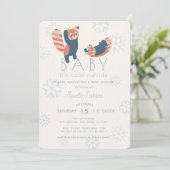 Red Pandas Snowflakes Baby Dusche Einladung (Stehend Vorderseite)
