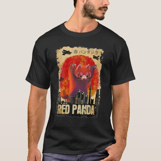 Red Pandazilla Japanisch Sun Parody Red Panda T-Shirt (Vorderseite)