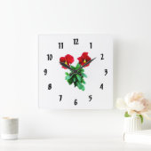 Red Pansy Duo Quadratische Wanduhr (Zuhause)