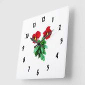Red Pansy Duo Quadratische Wanduhr (Winkel)
