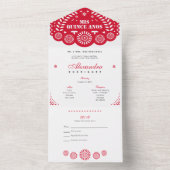 Red Papel Picado Mis Quince Años All In One Einladung (Innen Boden)