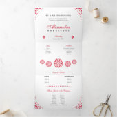 Red Papel Picado Mis Quince Años Dreifach Gefaltete Einladung (Innenseite)