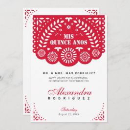 Red Papel Picado Mis Quince Años Einladung