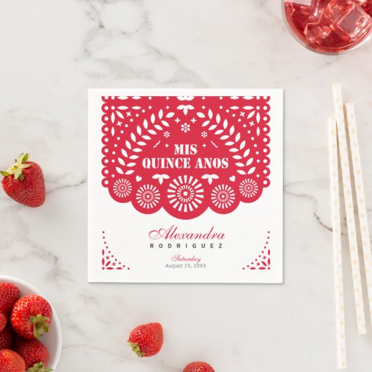 Red Papel Picado Mis Quince Años Serviette (Beispiel)