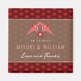 Red Paper Cranes Scallop asiatische Hochzeitsfeier Magnet