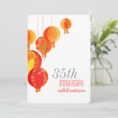 Red Paper Lanterns 35. Hochzeitstag Einladung (Stehend Vorderseite)